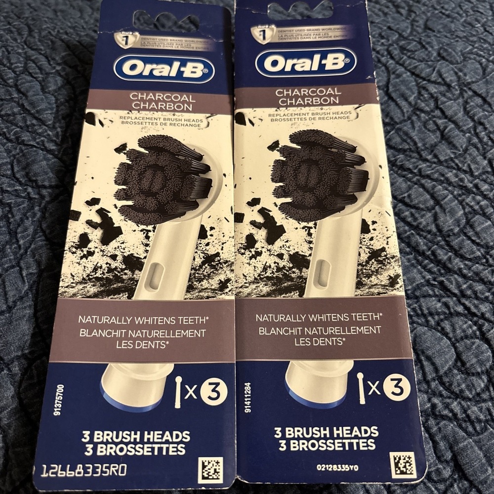 New Lot Of 2 Oral-B 3 Pks (6) Charcoal Replacement Tooth Brush Heads Whitening